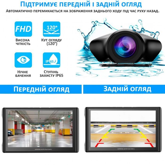 Автомобильный монитор Aspiring Auto Play DVR 1, Magnet, CarPlay, Android auto изображение 10