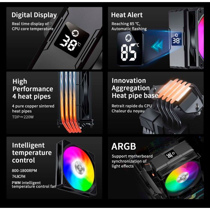 Кулер до процесора Gamemax Sigma 520 Digital BK зображення 9