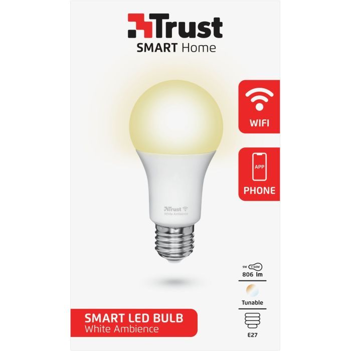 Умная лампочка Trust E27 806 Lumen, 1800-6500k, white (71285_TRUST) изображение 3