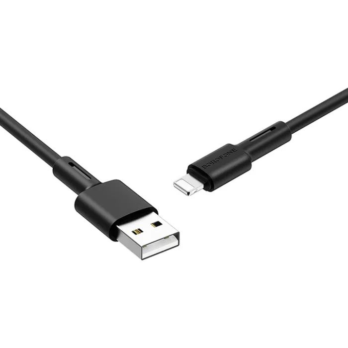 Дата кабель USB 2.0 AM to Lightning 1.0m 2.4A silicone black BOROFONE (6931474710352) зображення 2