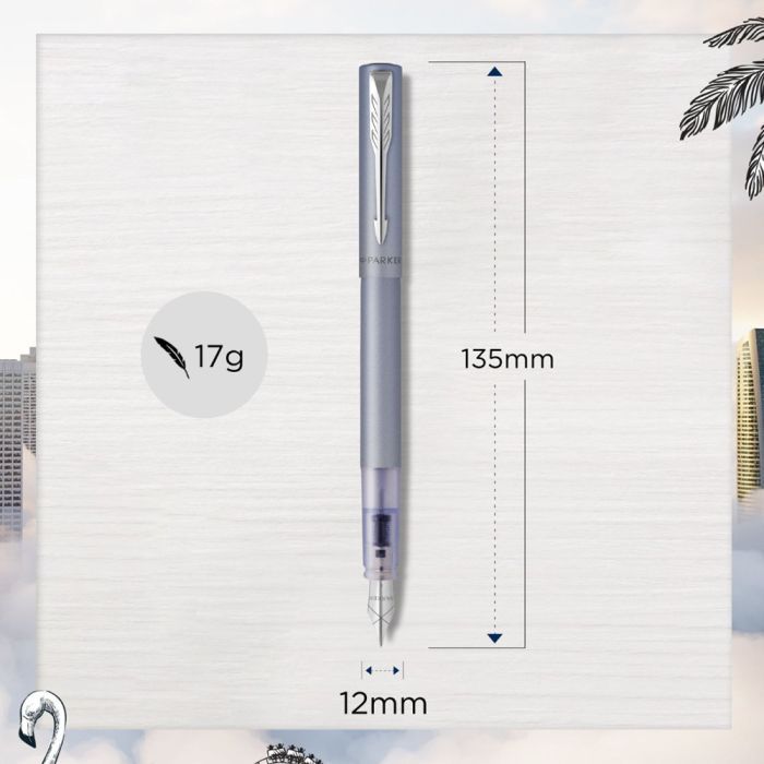 Ручка пір'яна Parker VECTOR 17 XL Metallic Silver Blue CT  FP M (06 112) зображення 5