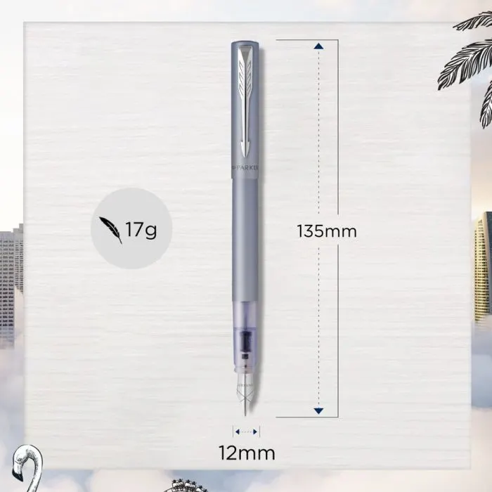 Ручка перьевая Parker VECTOR 17 XL Metallic Silver Blue CT  FP M (06 112) изображение 5
