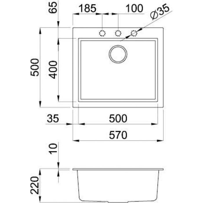 Мийка кухонна Elleci Q 105 on top black k86 зображення 2
