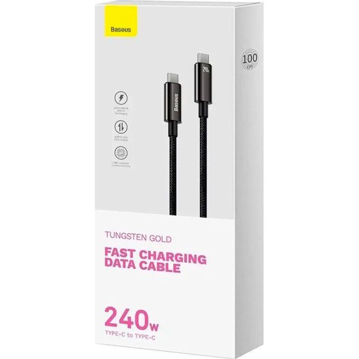 Дата кабель USB-C to USB-C 2.0m 240W Black Baseus (CAWJ040101) изображение 6