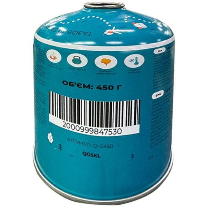 Газовий балон Quest 450 г різьбове з'єднання (набір 12 шт) (Q-G450_12) зображення 4 Газовий балон Quest 450 г різьбове з'єднання (набір 12 шт) (Q-G450_12) зображення 4