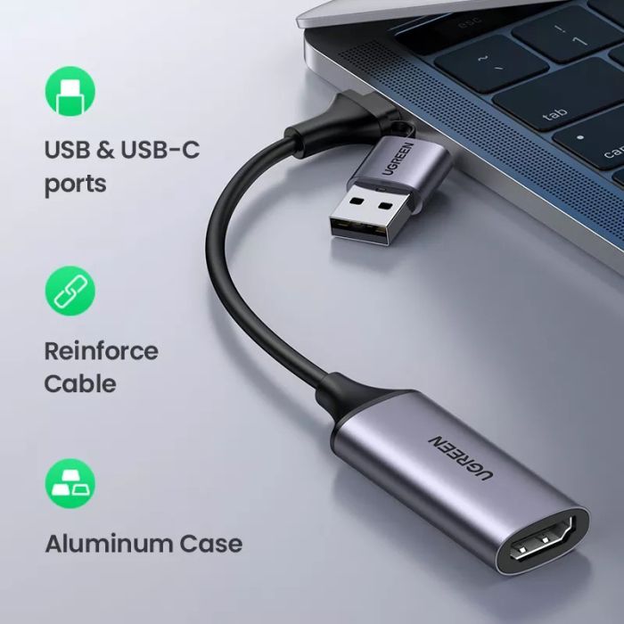 Переходник USB/USB-C to HDMI 4K/60Hz Ugreen (40189) изображение 4