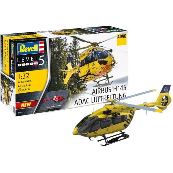 Сборная модель Revell Вертолет Airbus H145 ADAC Спасательная служба, уровень 5,1:32 (RVL-04969)