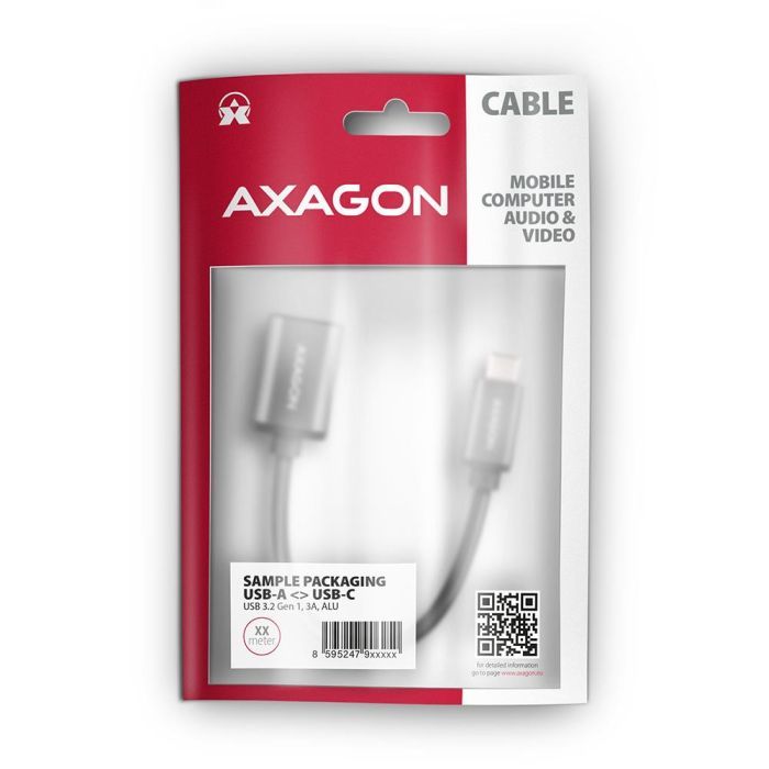 Переходник OTG USB 3.0 AF to USB-C 0.2m gray AXAGON (RUCM-AFAC) изображение 2