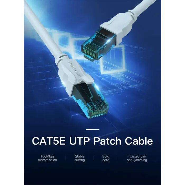 Патч-корд 5м, RJ-45 cat 5e UTP blue Vention (VAP-A10-S500) изображение 3