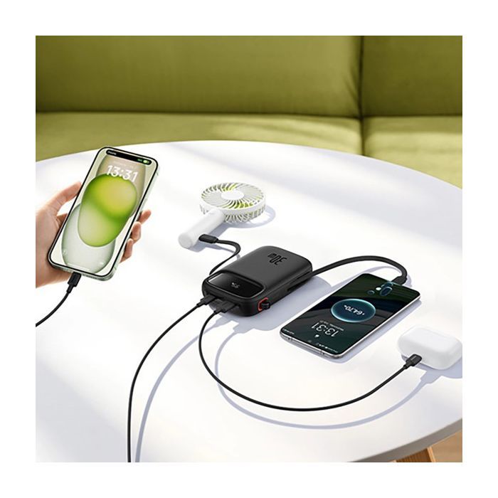 Батарея універсальна Baseus 10000mAh Qpow 2 30W PD/3.0, QC/3.0, w/built-in USB-C cable, Black (P10055008113) зображення 10