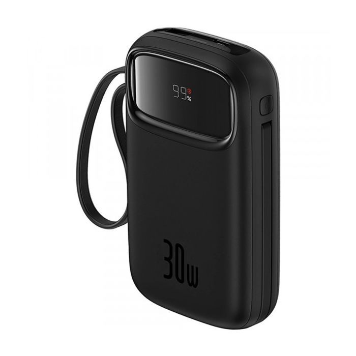 Батарея універсальна Baseus 10000mAh Qpow 2 30W PD/3.0, QC/3.0, w/built-in USB-C cable, Black (P10055008113) зображення 2