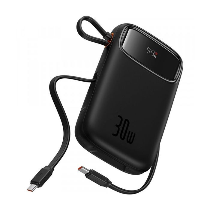 Батарея універсальна Baseus 10000mAh Qpow 2 30W PD/3.0, QC/3.0, w/built-in USB-C cable, Black (P10055008113) зображення 4