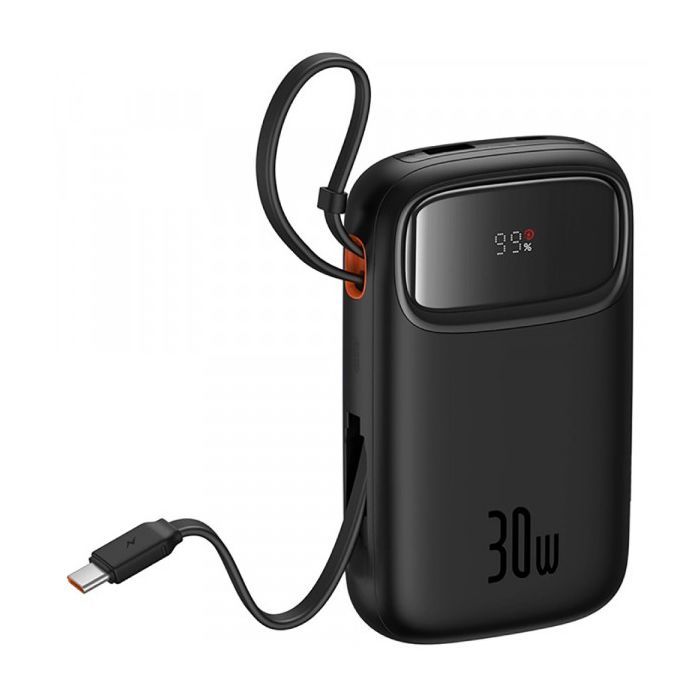 Батарея універсальна Baseus 10000mAh Qpow 2 30W PD/3.0, QC/3.0, w/built-in USB-C cable, Black (P10055008113) зображення 5