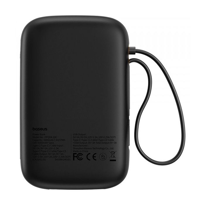 Батарея універсальна Baseus 10000mAh Qpow 2 30W PD/3.0, QC/3.0, w/built-in USB-C cable, Black (P10055008113) зображення 6