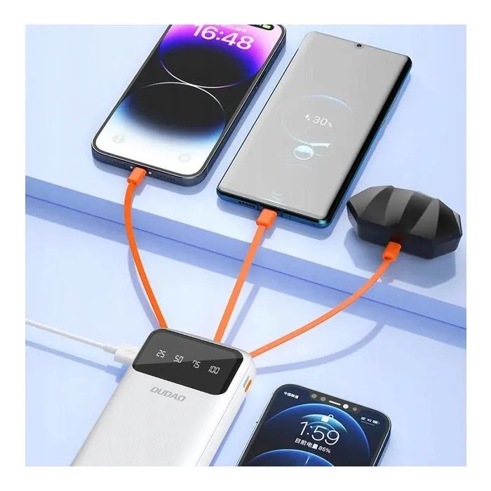 Батарея універсальна Dudao K6Pro+ 20000mAh 10W with USB-C/Lightning/MicroUSB/USB-A cables (6977196682409) зображення 2