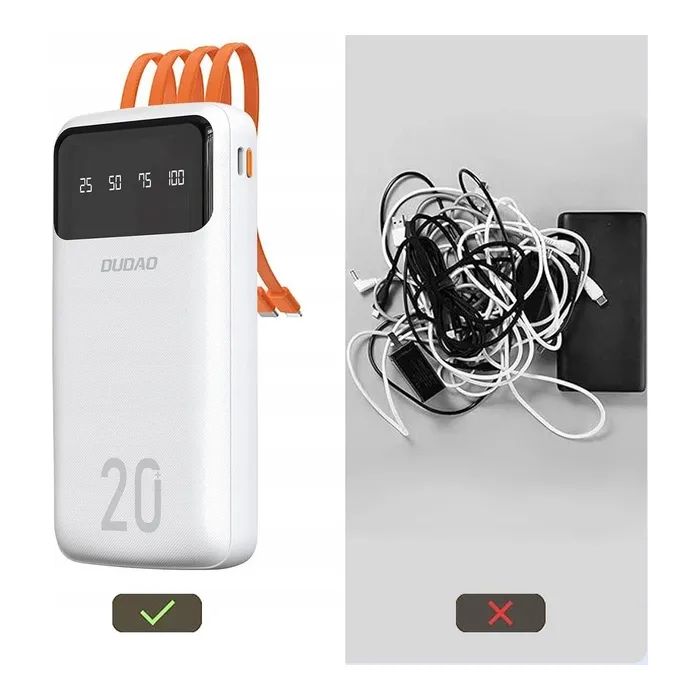 Батарея універсальна Dudao K6Pro+ 20000mAh 10W with USB-C/Lightning/MicroUSB/USB-A cables (6977196682409) зображення 4