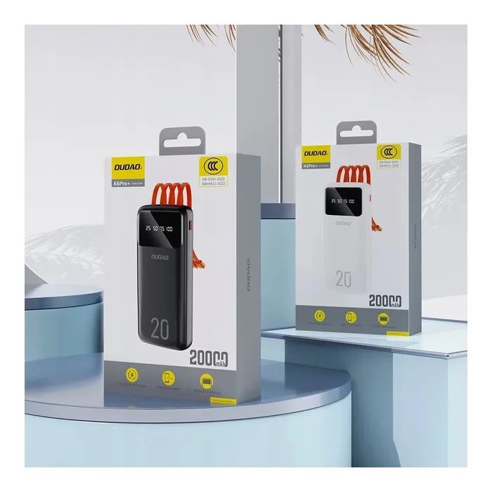Батарея універсальна Dudao K6Pro+ 20000mAh 10W with USB-C/Lightning/MicroUSB/USB-A cables (6977196682409) зображення 6