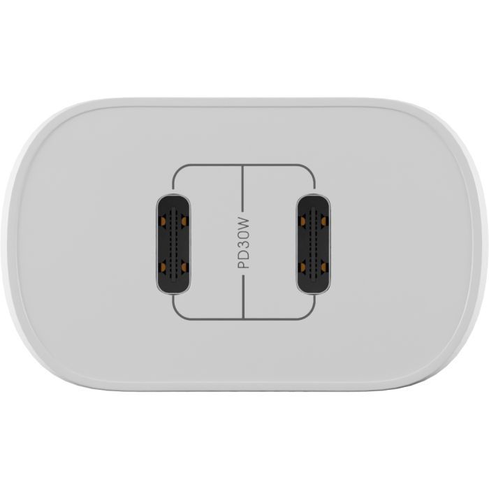 Зарядний пристрій Globex 2xUSB-C 30W FastPower white (30WCC)