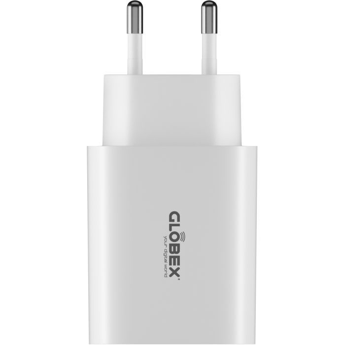 Зарядний пристрій Globex 2xUSB-C 30W FastPower white (30WCC) зображення 2