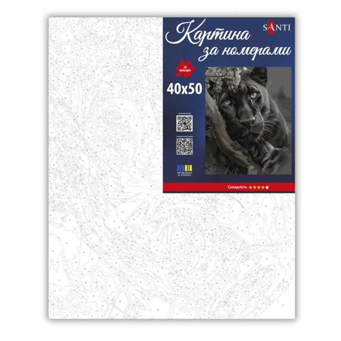 Картина по номерам Santi "Чорна пантера", 40*50см (955763) изображение 2