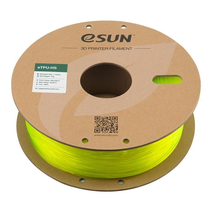 Пластик для 3D-принтера eSUN TPU HIGH SPEED 1,75mm FLUORES YELLOW 1kg (TPU-HS175F-Y1P1) зображення 2