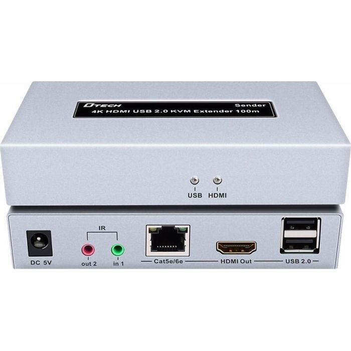 Адаптер HDMI extender 100m UHD 4K/60Hz CAT5E/6 + USB 2.0 Dtech (DT-7051) изображение 2