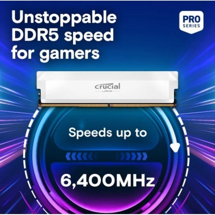 Модуль пам'яті для комп'ютера DDR5 64GB (2x32GB) 6000 MHz Crucial Pro Wite Micron (CP2K32G60C40U5W) зображення 3
