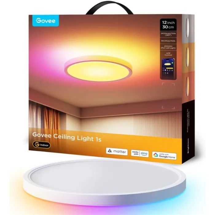 Світильник Govee 12" Smart Ceiling Light, RGBWW + RGBIC, WI-FI/Bluetooth, білий (H80A1C01)