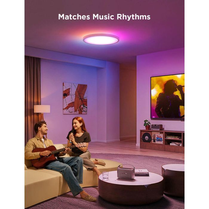 Світильник Govee 12" Smart Ceiling Light, RGBWW + RGBIC, WI-FI/Bluetooth, білий (H80A1C01) зображення 4
