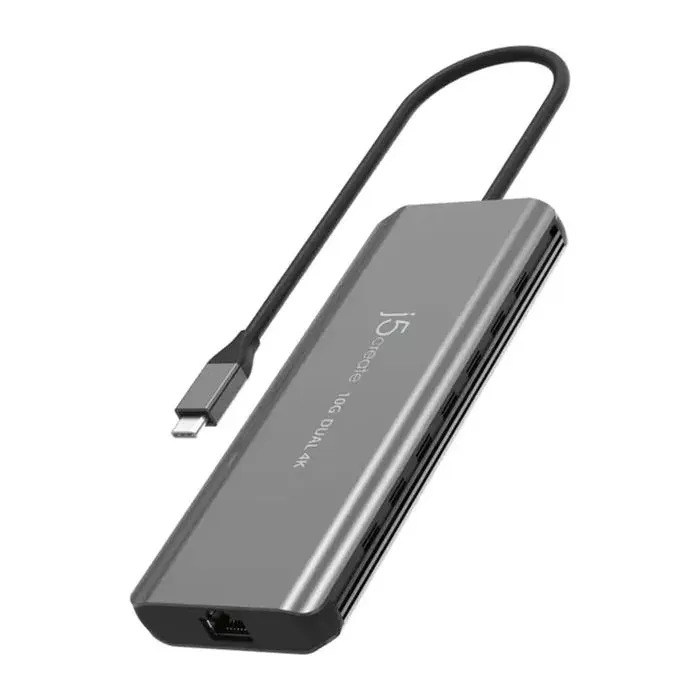 Концентратор J5create USB-C 7-in-1 2xHDMI + 2xUSB 3.2 + 1xRJ45 1000Mbps + PD100W + 3.5mm black (JCD398-N) изображение 2