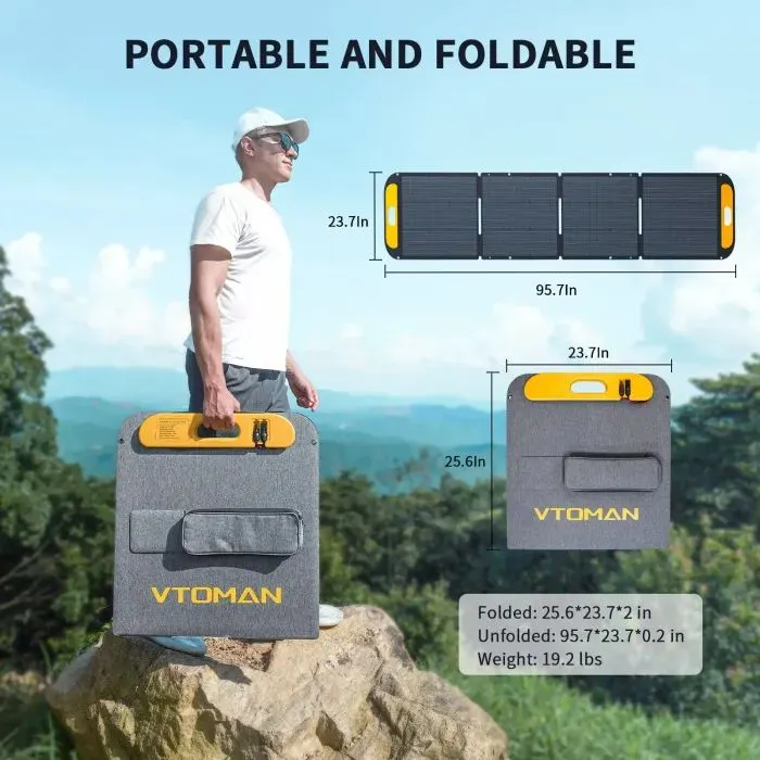 Портативна сонячна панель Vtoman 200W 19V IP67 MC-4/Anderson/XT60/DC5521 (VS200) зображення 5
