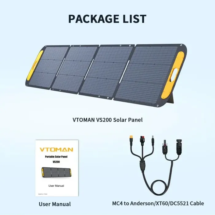 Портативна сонячна панель Vtoman 200W 19V IP67 MC-4/Anderson/XT60/DC5521 (VS200) зображення 9