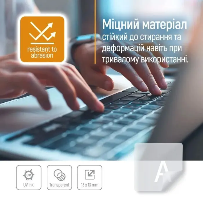 Наклейка на клавіатуру ColorWay прозора, біла (CW-BNW) зображення 7