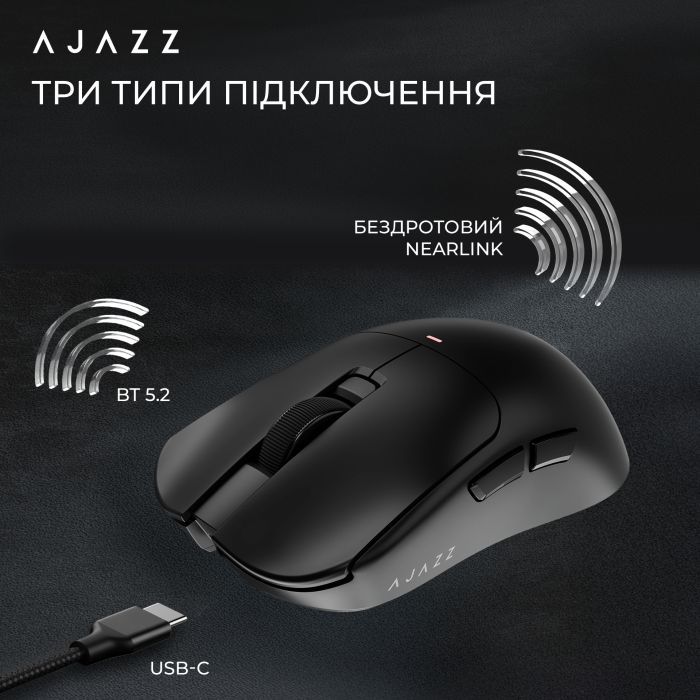 Мишка Ajazz AJ200 Near Link AI MC Wireless/Bluetooth/USB Black (AJ200-NL-AI-MC-B) зображення 12