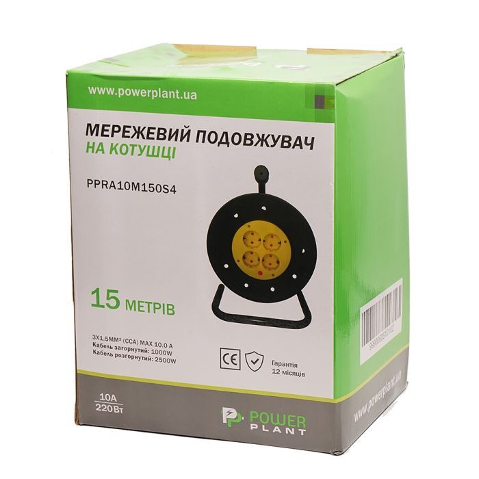 Мережевий подовжувач PowerPlant на катушке 15 м, 4 розетки (JY-2002/15) (PPRA10M150S4) зображення 4