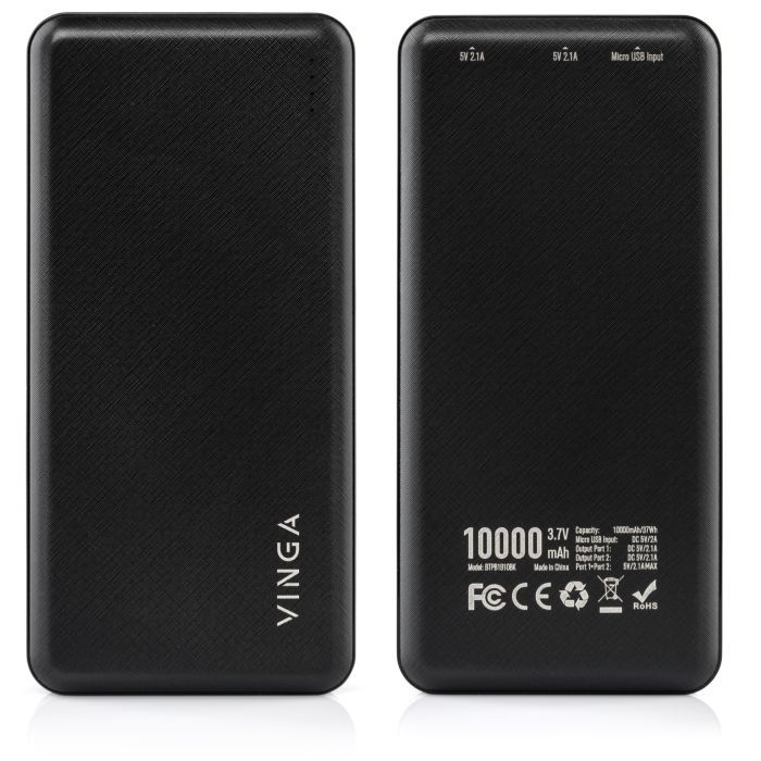 Батарея універсальна Vinga 10000 mAh black (BTPB1910BK) зображення 5