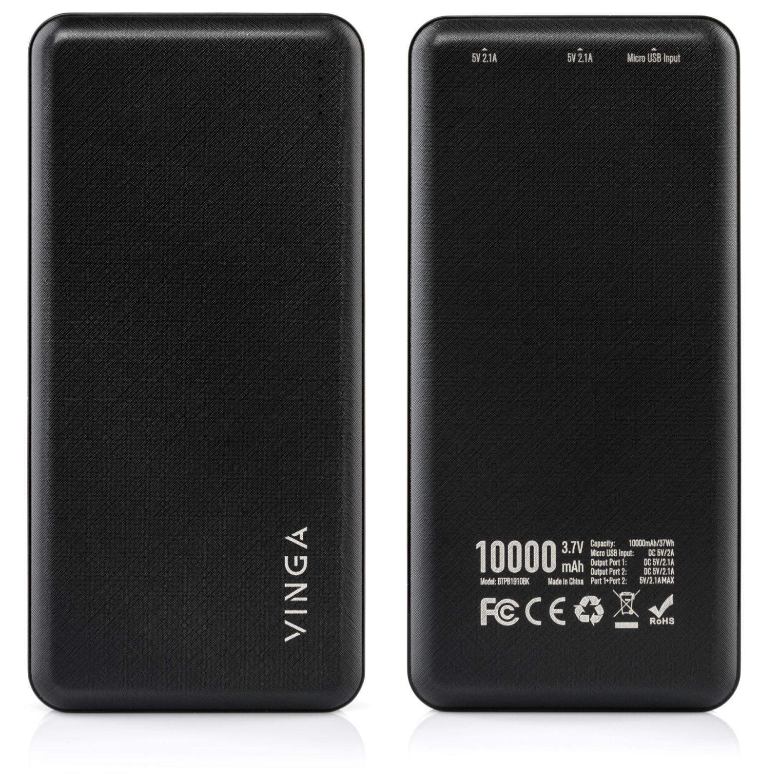Батарея універсальна Vinga 10000 mAh black (BTPB1910BK) зображення 5
