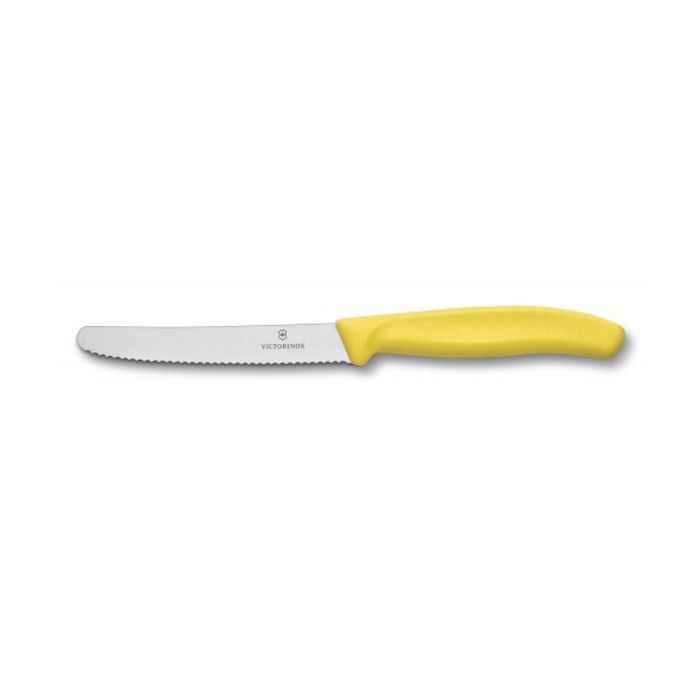 Кухонный нож Victorinox SwissClassic для овощей 11 см, волнистое лезвие, желтый (6.7836.L118)