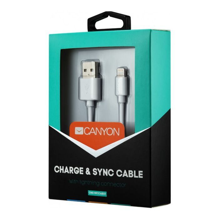 Дата кабель USB 2.0 AM to Lightning 1.0m MFI Canyon (CNS-MFICAB01W) зображення 3