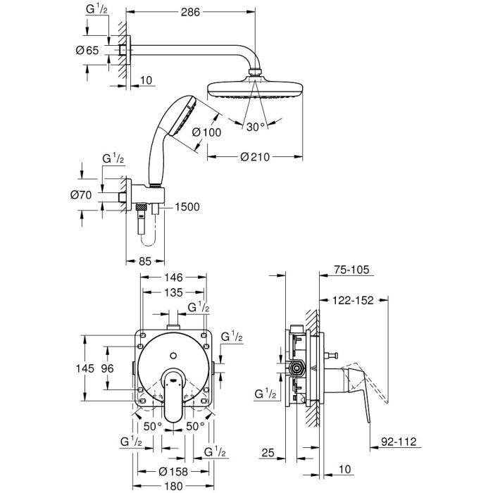 Душевой гарнитур Grohe Eurosmart Cosmopolitan (25219001) изображение 4