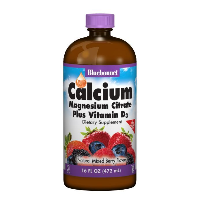 Витаминно-минеральный комплекс Bluebonnet Nutrition Жидкий Кальций Цитрат Магния + Витамин D3, Вкус Ягод, 16ж (BLB-00696)