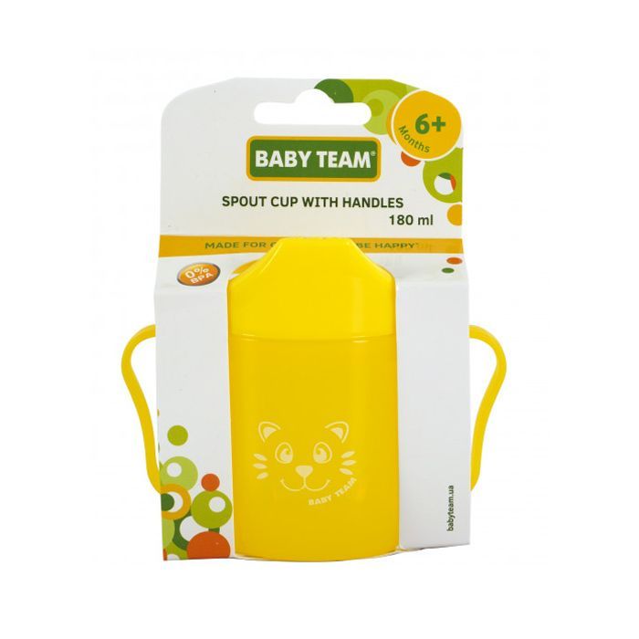 Поїльник-непроливайка Baby Team зі спаутом жовтий 180 мл (5007_желтый) зображення 2