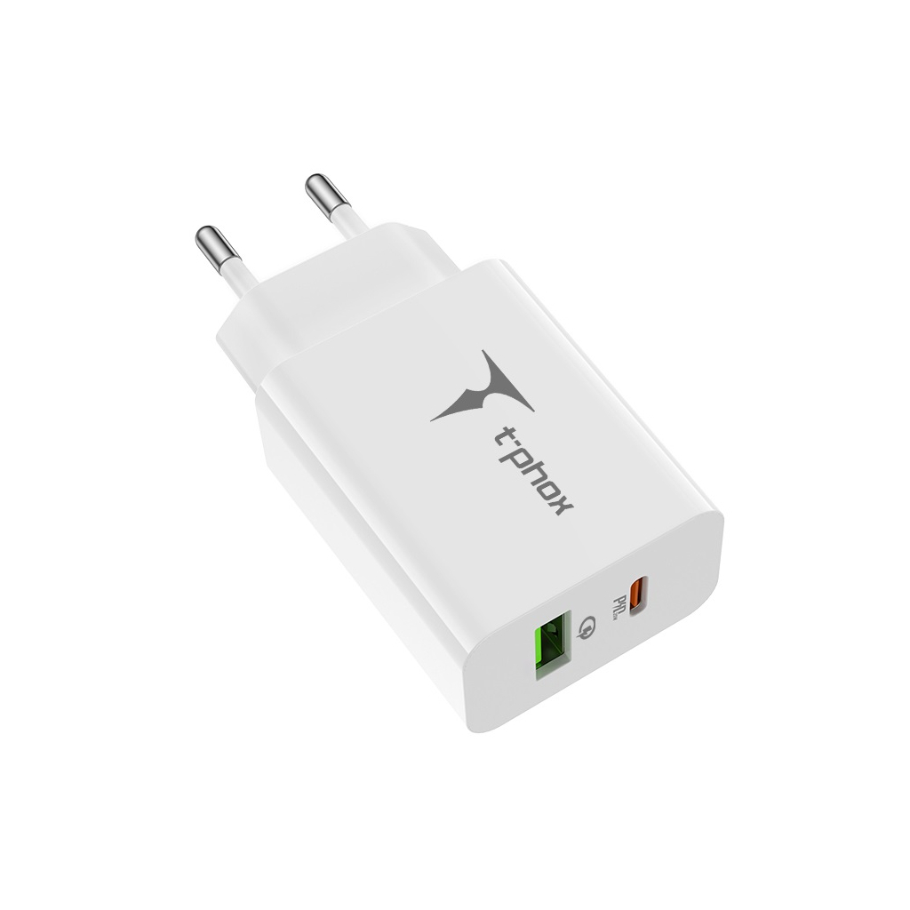 Зарядное устройство T-Phox Speedy 20W 2Ports Type-C+USB Charger (White) (Speedy 20W PD+USB) изображение 2