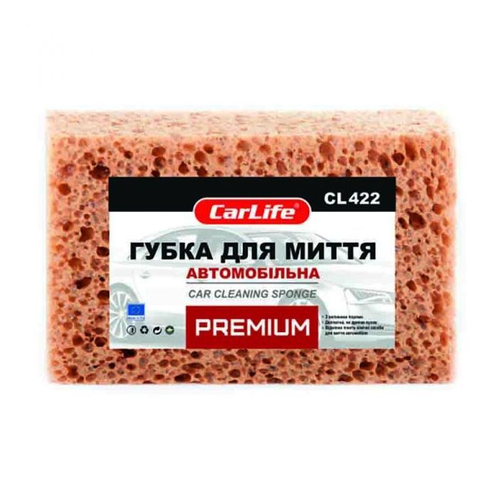 Губка для мытья CarLife PREMIUM с большими порами 190x120x70mm, коричневая (CL-422)