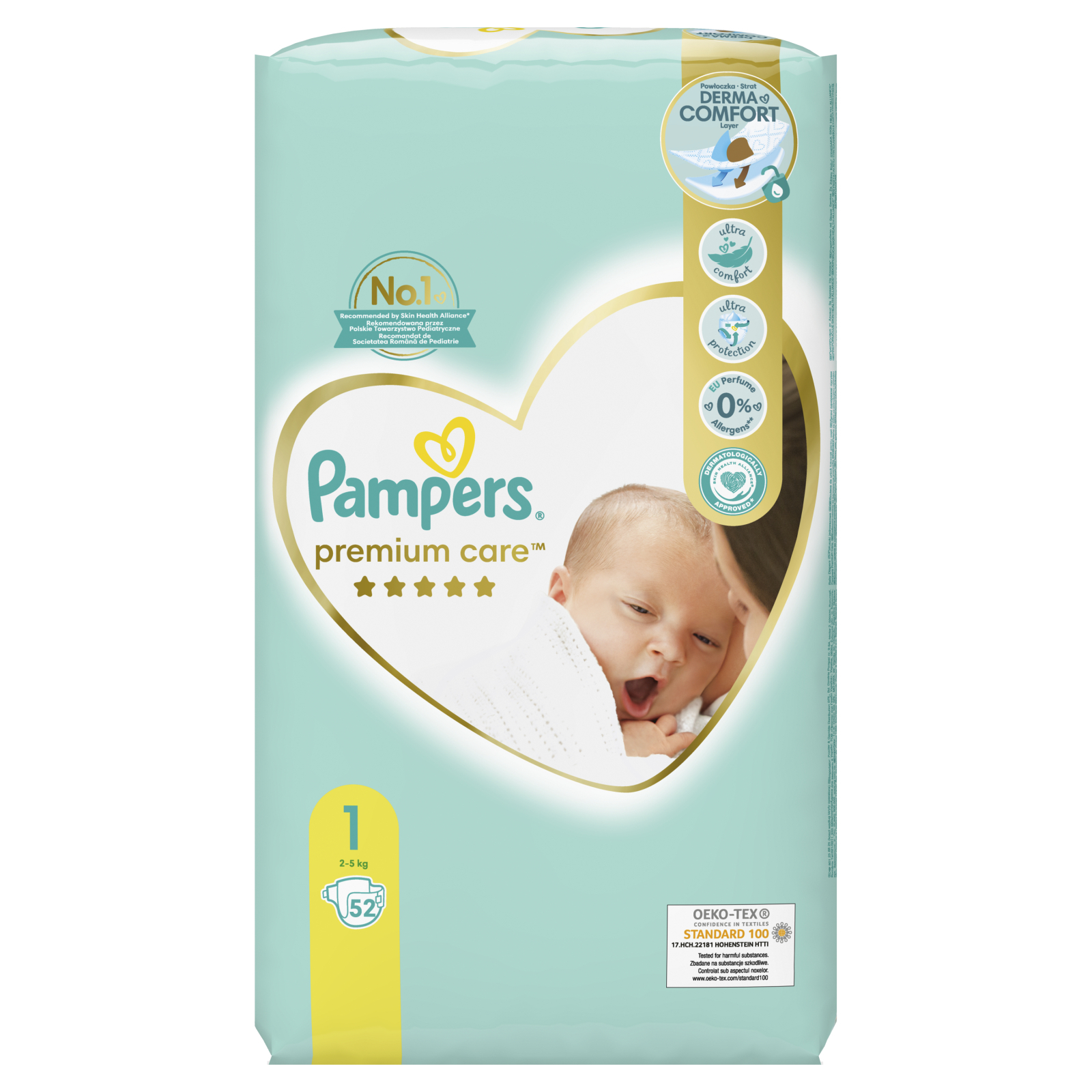 Подгузники Pampers Premium Care Newborn Размер 1 (2-5 кг) 52 шт (8001841104751) изображение 2