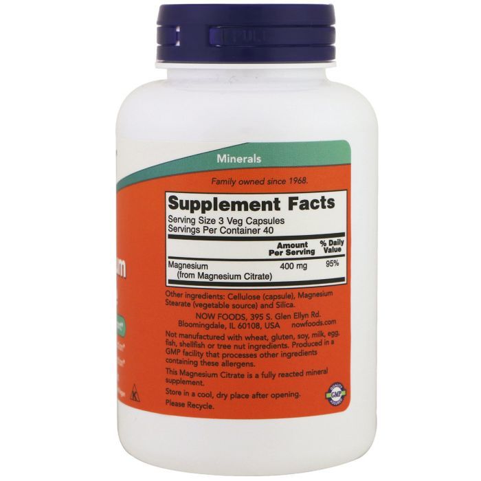 Минералы Now Foods Цитрат Магния, Magnesium Citrate, 120 капсул (NOW-01294) изображение 2