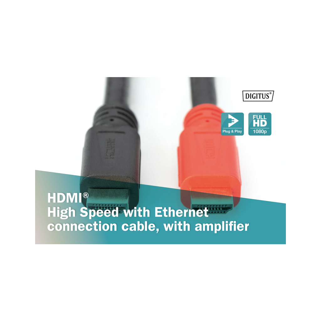 Кабель мультимедийный HDMI to HDMI 10.0m UHD 4K Amplifier Digitus (AK-330118-100-S) изображение 6