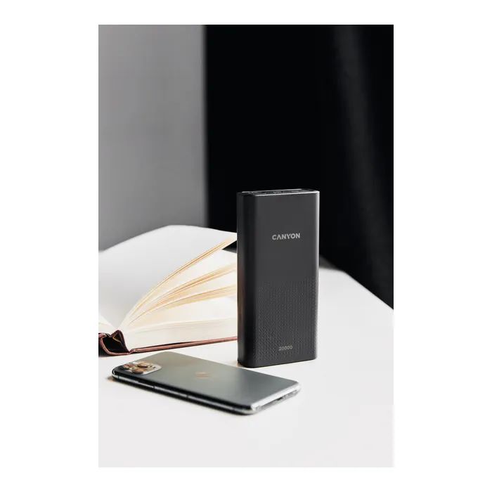Батарея универсальная Canyon 20000mAh, Input 5V/2A, Output 5V/2.1A(Max), Black (CNE-CPB2001B) изображение 4