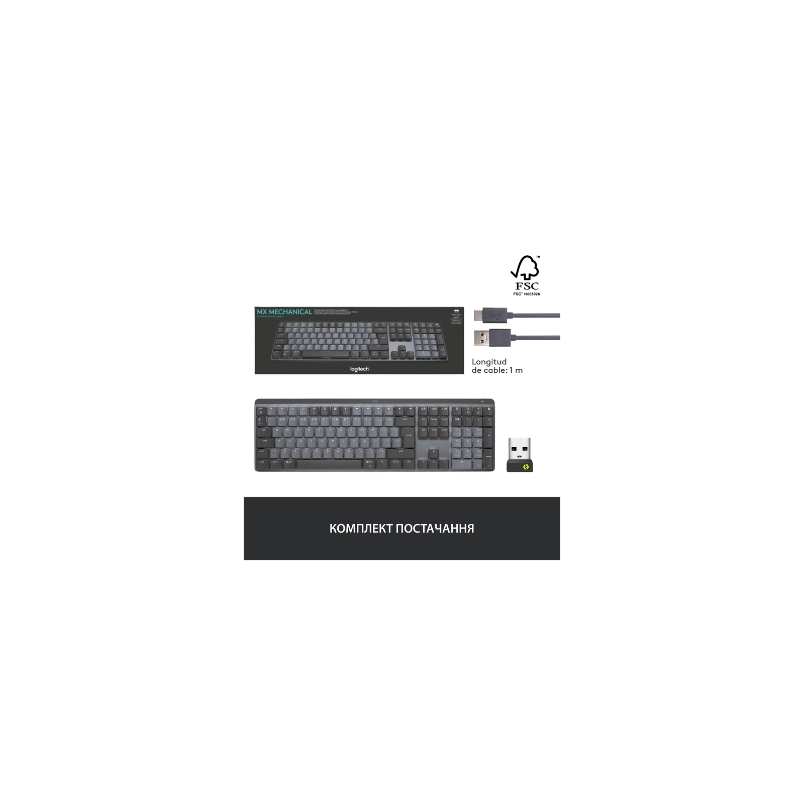 Клавіатура Logitech MX Mechanical Wireless Illuminated Performance Graphite (920-010757) зображення 11