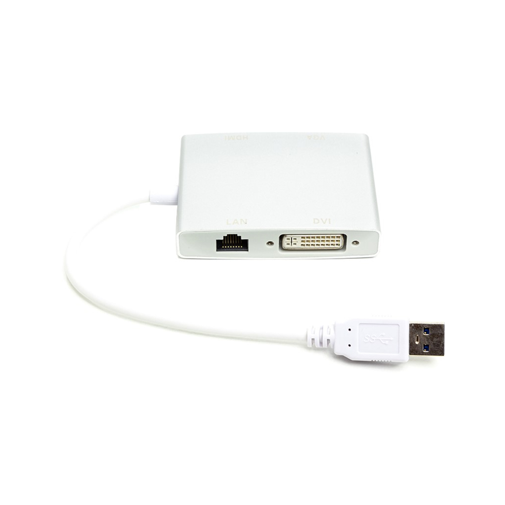 Перехідник USB 3.0 to HDMI, DVI, VGA, RJ45 Gigabit Ethernet PowerPlant (CA912087) зображення 2